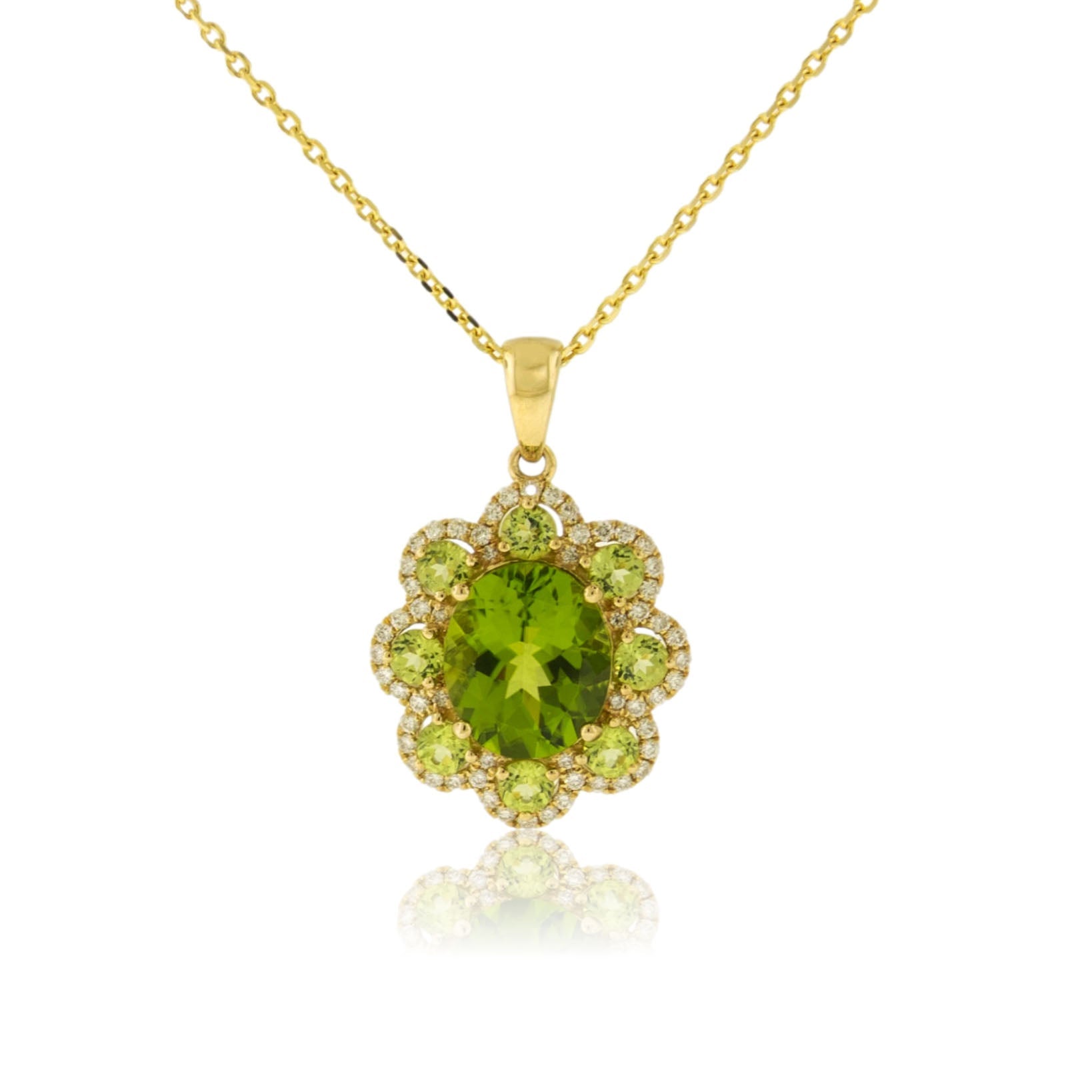 Diamond & Peridot Pendant with Chain - Park City Jewelers