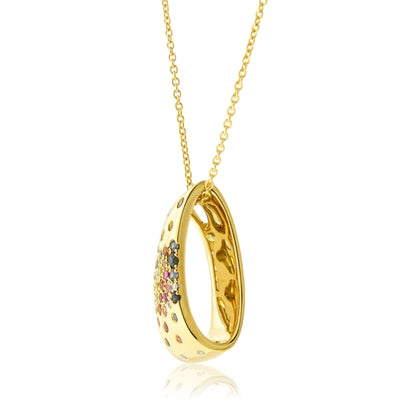 Diamond & Rainbow Sapphire Pendant w/Chain - Park City Jewelers