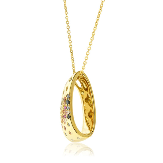 Diamond & Rainbow Sapphire Pendant w/Chain - Park City Jewelers