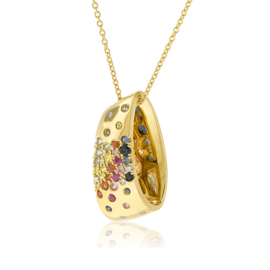 Diamond & Rainbow Sapphire Pendant w/Chain - Park City Jewelers