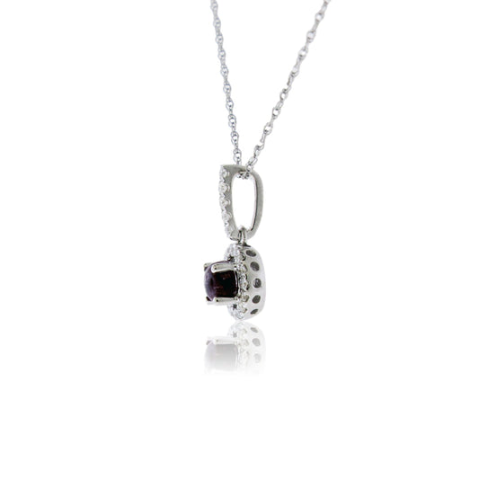 Diamond & Red Beryl Cabochon Pendant - Park City Jewelers