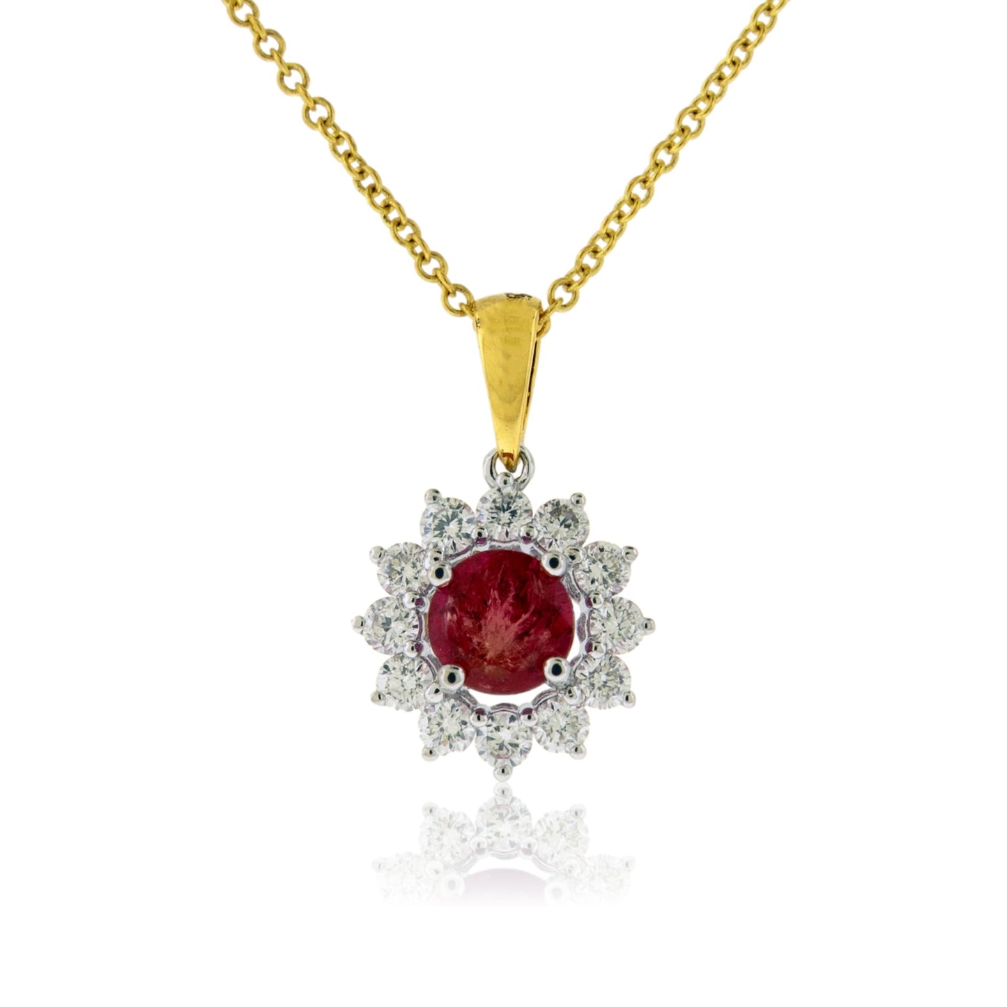 Diamond & Red Beryl Pendant - Park City Jewelers