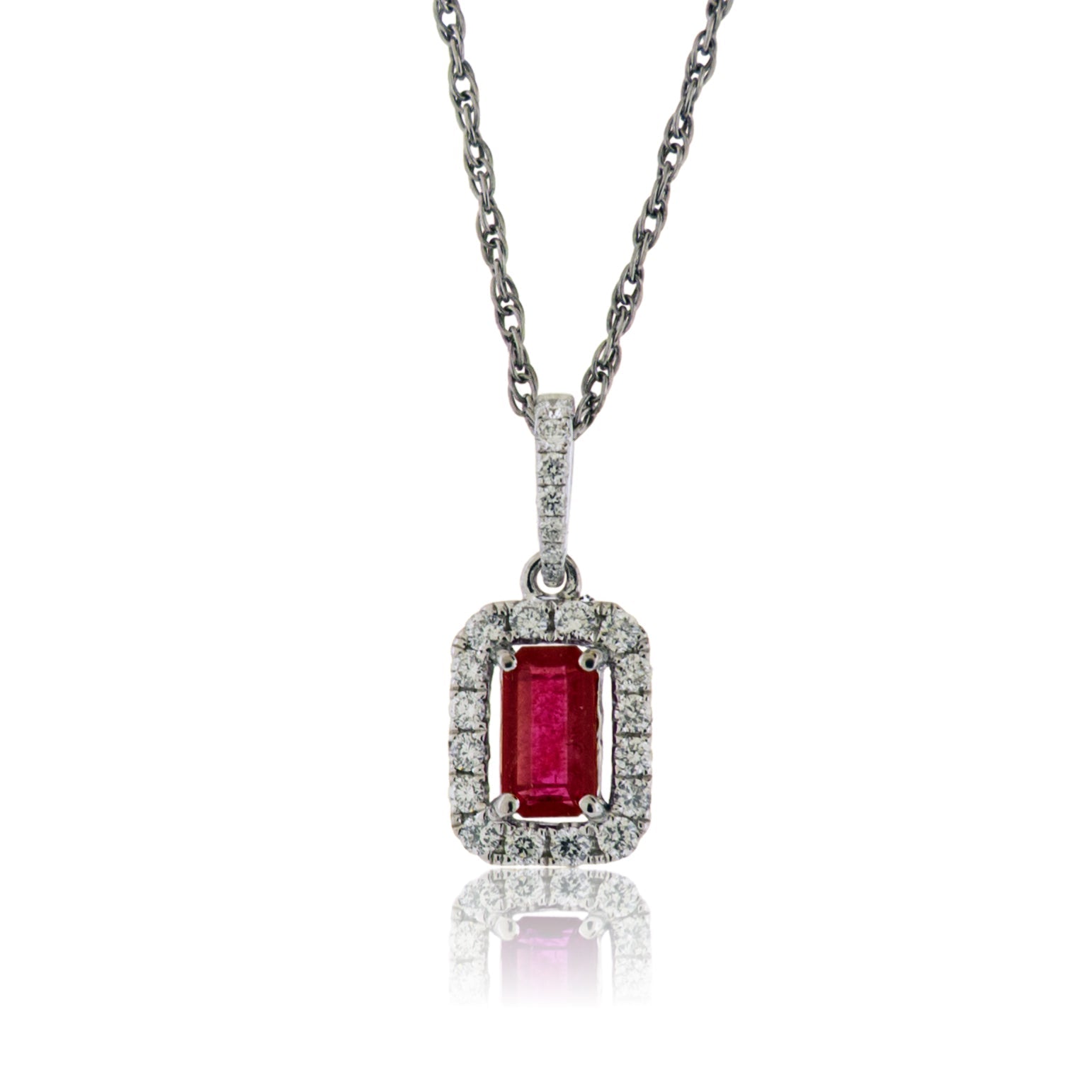 Diamond & Red Beryl Pendant - Park City Jewelers