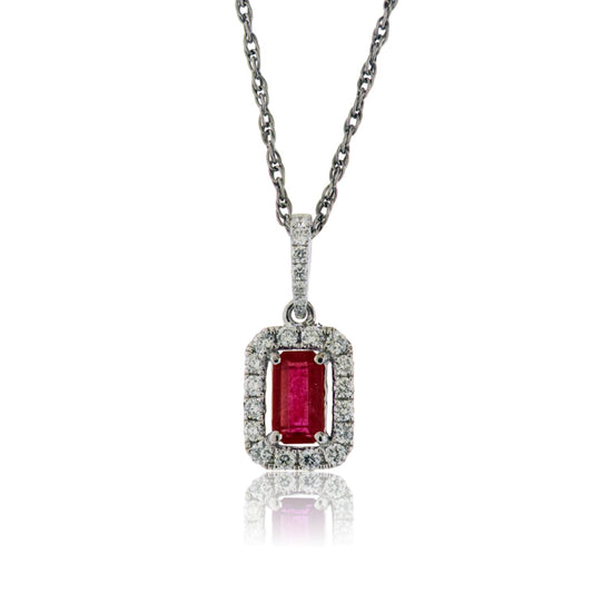 Diamond & Red Beryl Pendant - Park City Jewelers