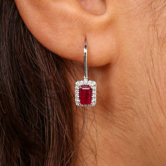 Diamond & Red Emerald Earrings - Park City Jewelers