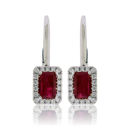 Diamond & Red Emerald Earrings - Park City Jewelers