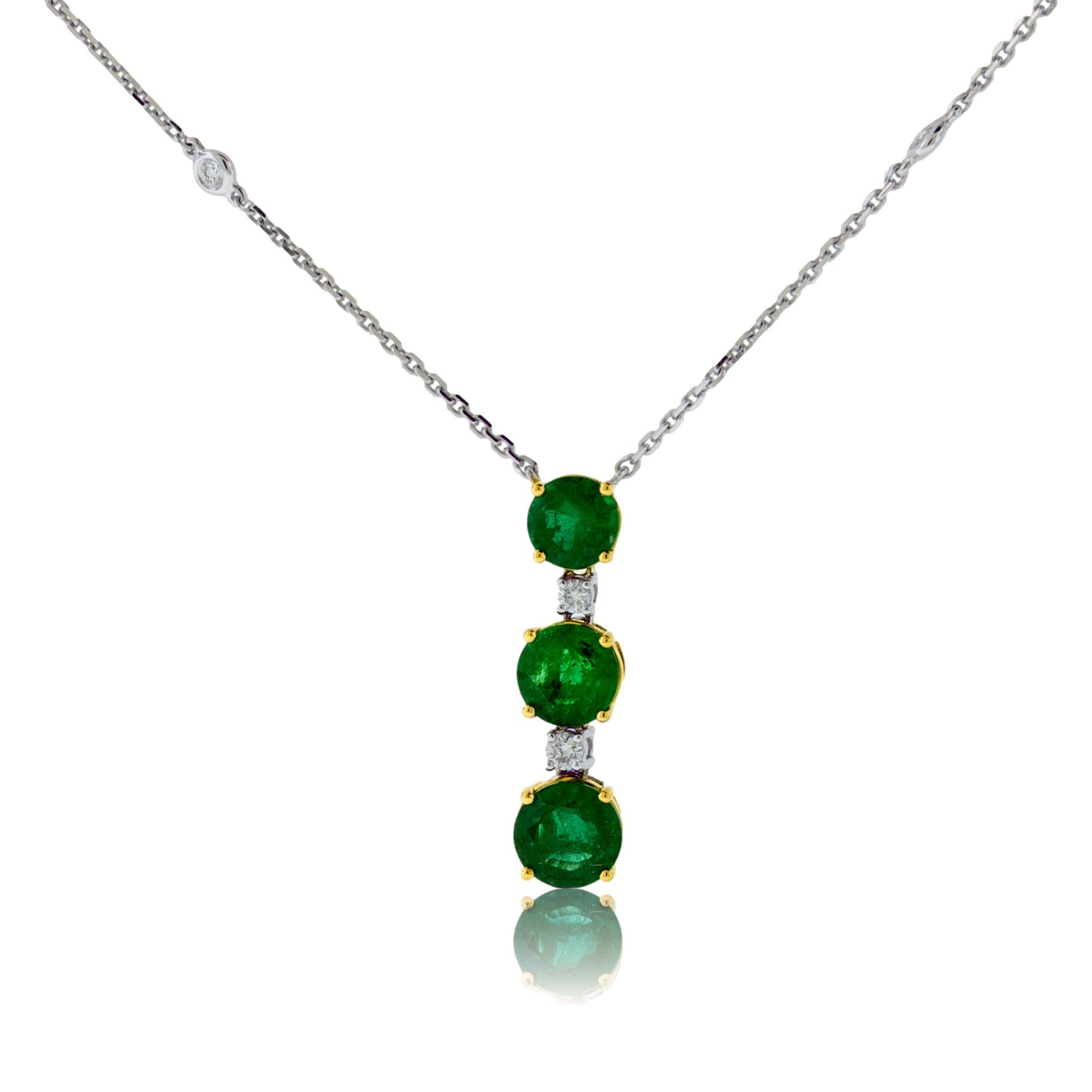 Diamond & Round Emerald Pendant with Chain - Park City Jewelers
