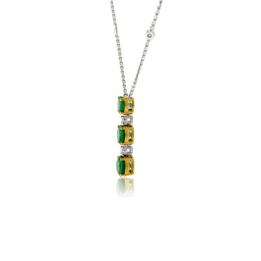 Diamond & Round Emerald Pendant with Chain - Park City Jewelers