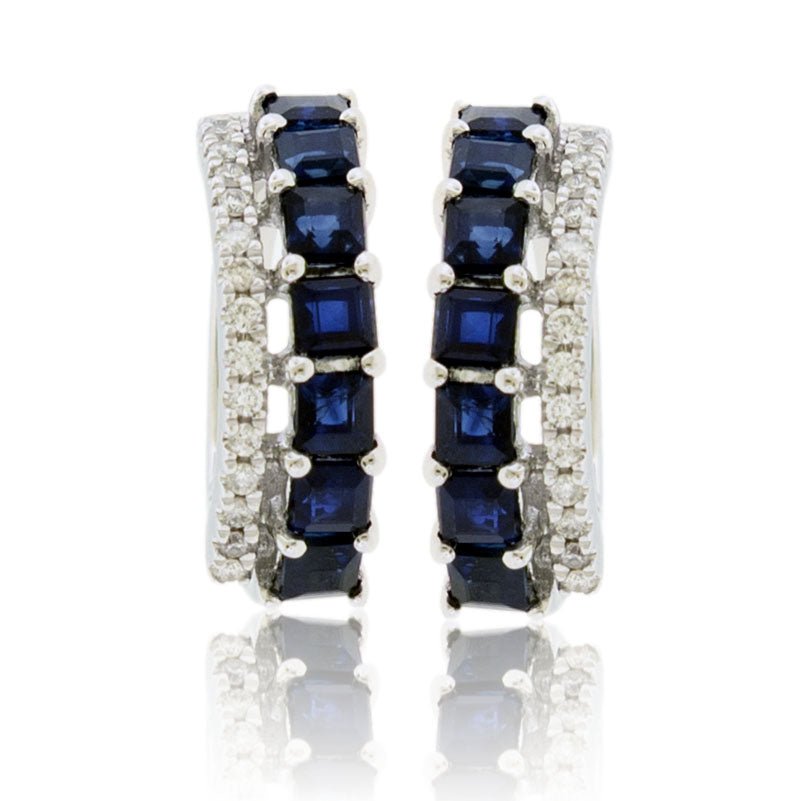 Diamond & Sapphire Hoop Earrings - Park City Jewelers