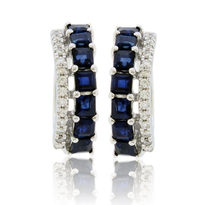 Diamond & Sapphire Hoop Earrings - Park City Jewelers
