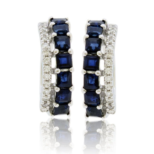 Diamond & Sapphire Hoop Earrings - Park City Jewelers