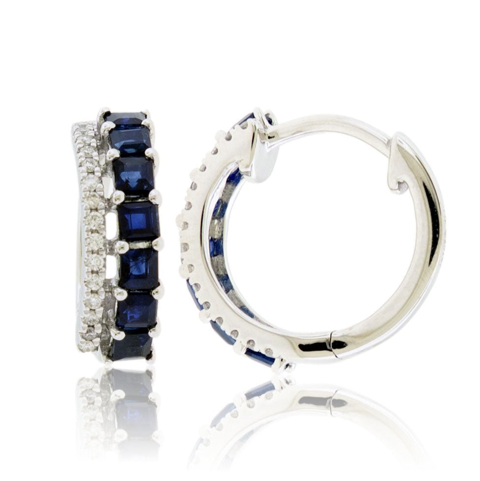 Diamond & Sapphire Hoop Earrings - Park City Jewelers