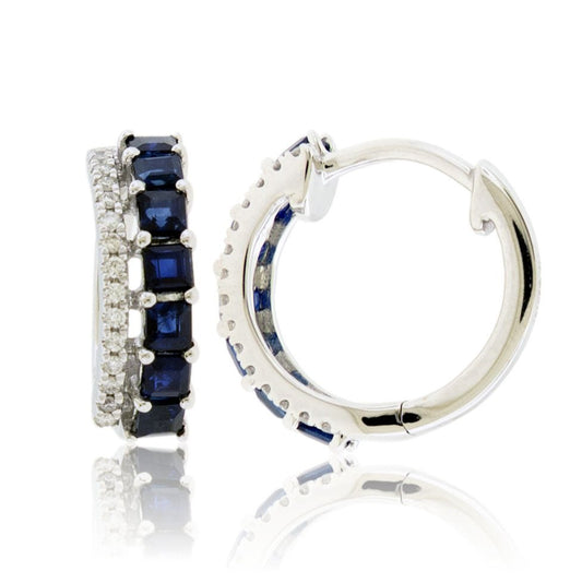 Diamond & Sapphire Hoop Earrings - Park City Jewelers