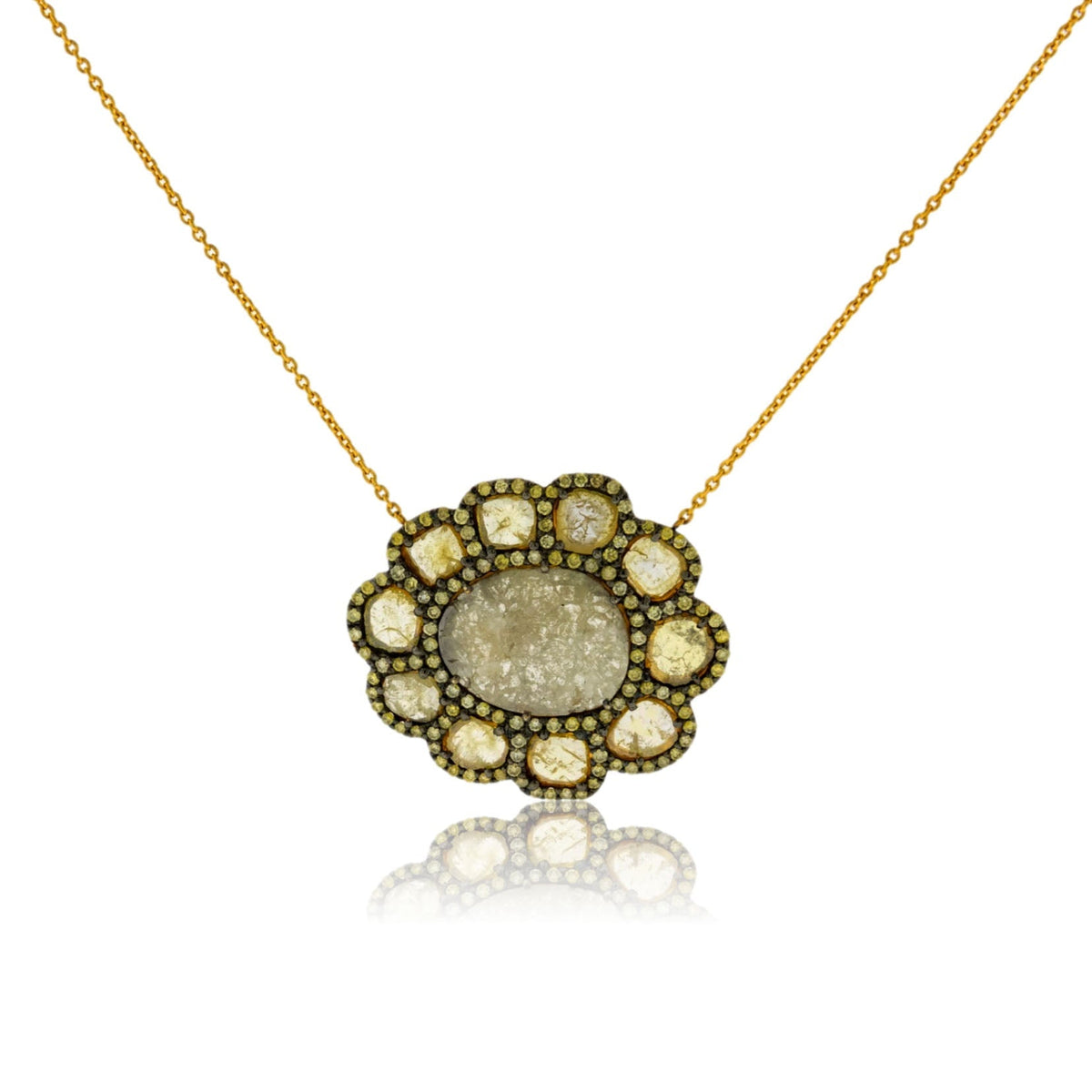 Diamond Slice & Rose Cut Yellow Diamond Pendant w/Chain - Park City Jewelers