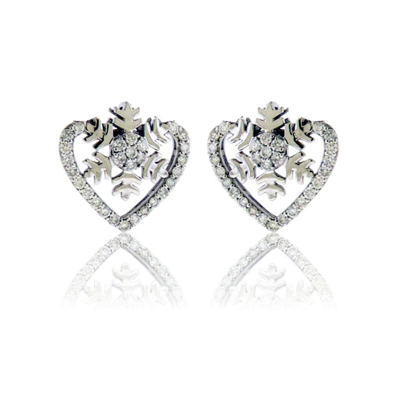 Diamond Snowflake and Heart Stud Earrings - Park City Jewelers