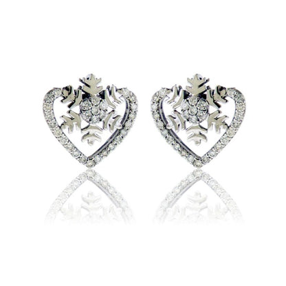 Diamond Snowflake and Heart Stud Earrings - Park City Jewelers
