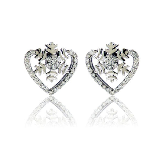 Diamond Snowflake and Heart Stud Earrings - Park City Jewelers