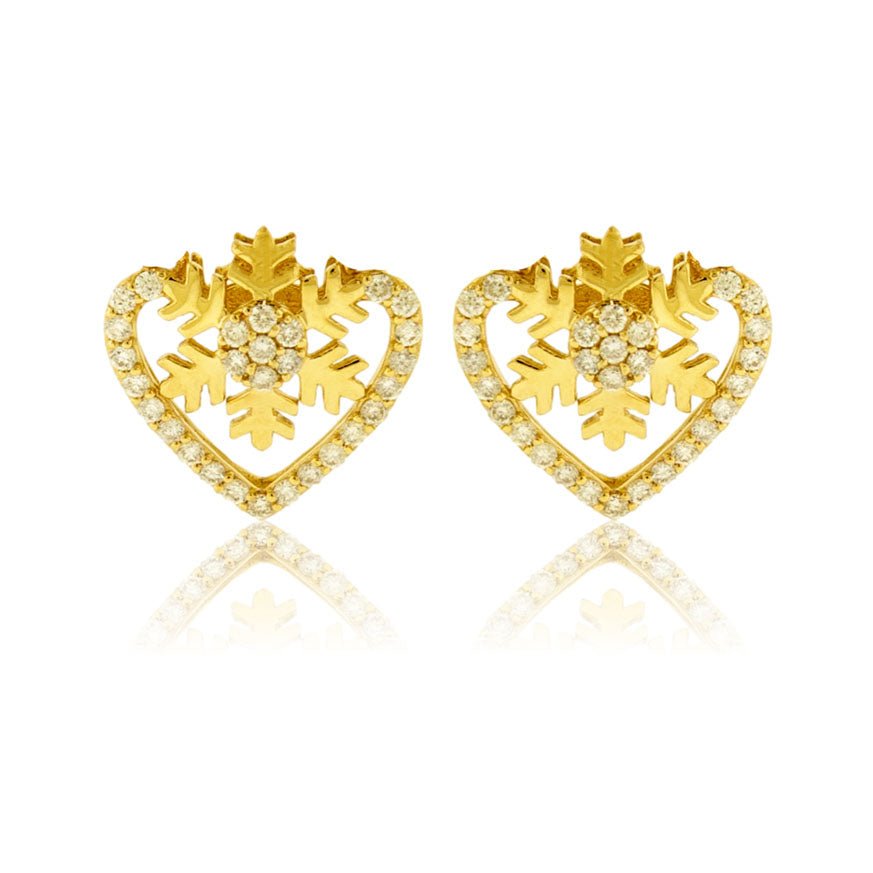 Diamond Snowflake and Heart Stud Earrings - Park City Jewelers