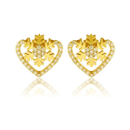 Diamond Snowflake and Heart Stud Earrings - Park City Jewelers