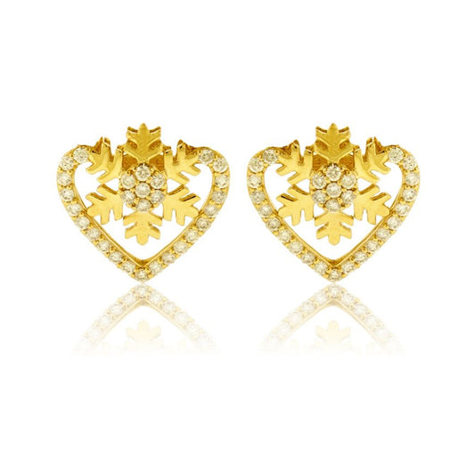 Diamond Snowflake and Heart Stud Earrings - Park City Jewelers