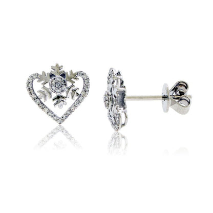 Diamond Snowflake and Heart Stud Earrings - Park City Jewelers