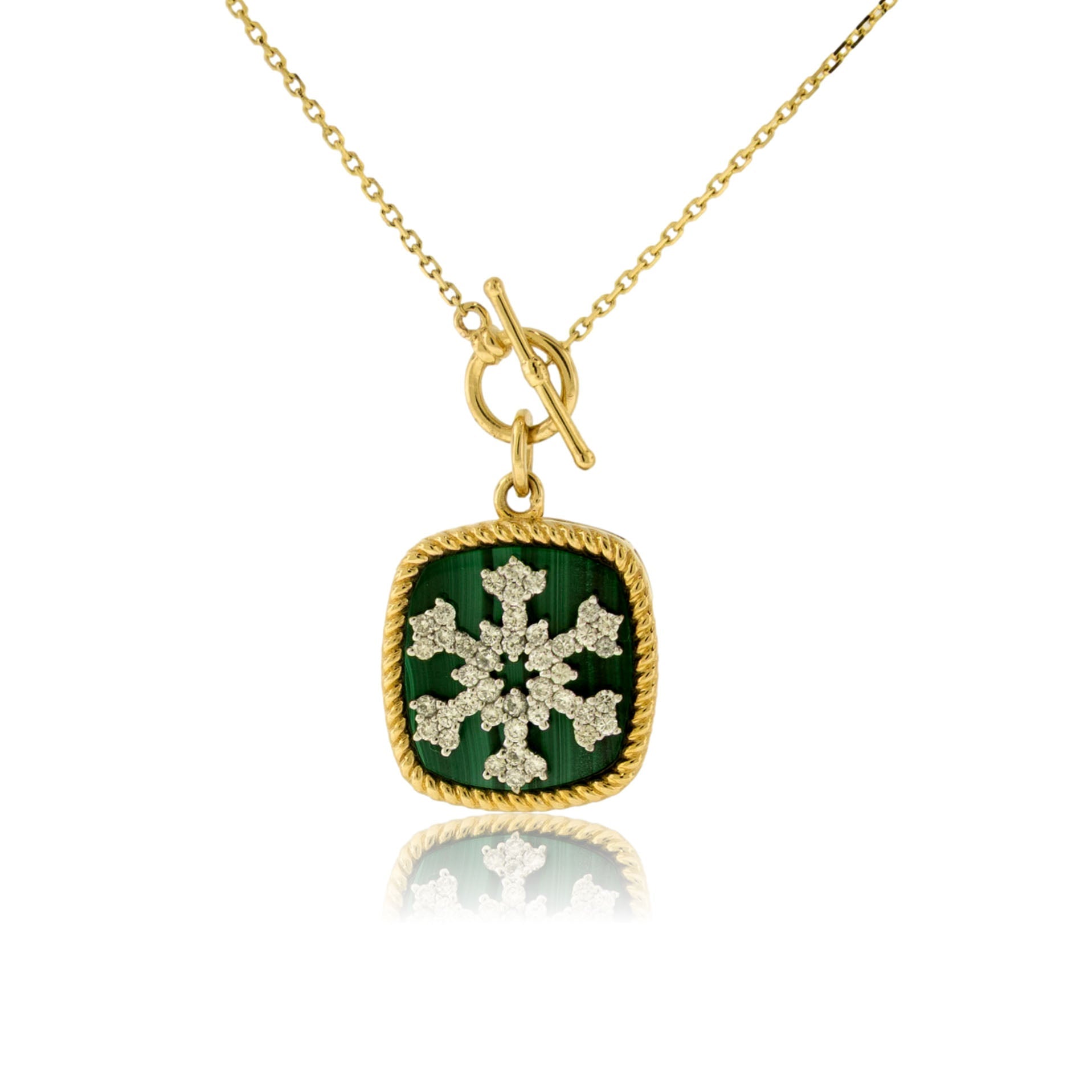 Diamond Snowflake Necklace with Malachite Disc Charm - Park City Jewelers