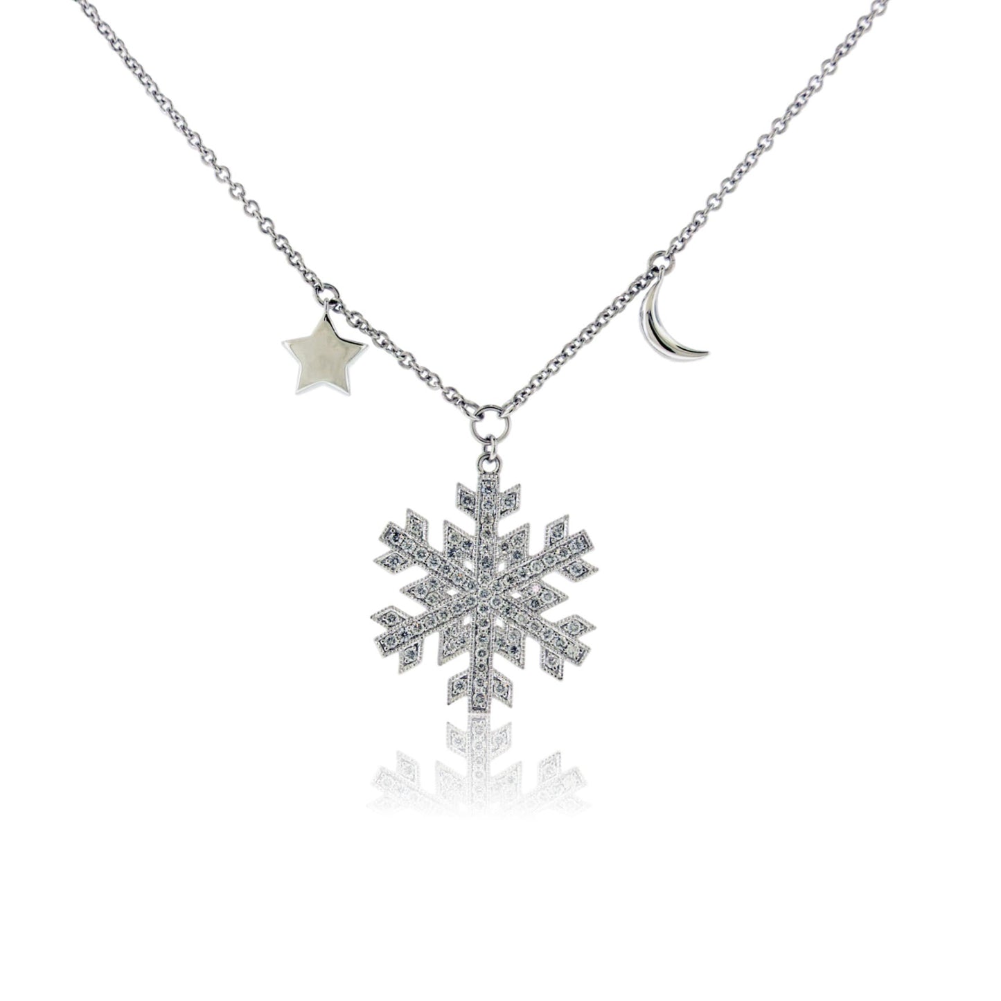 Diamond Snowflake Necklace with Moon & Star Charms - Park City Jewelers