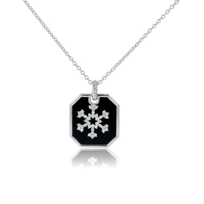 Diamond Snowflake Necklace with Onyx Disc Charm - Park City Jewelers