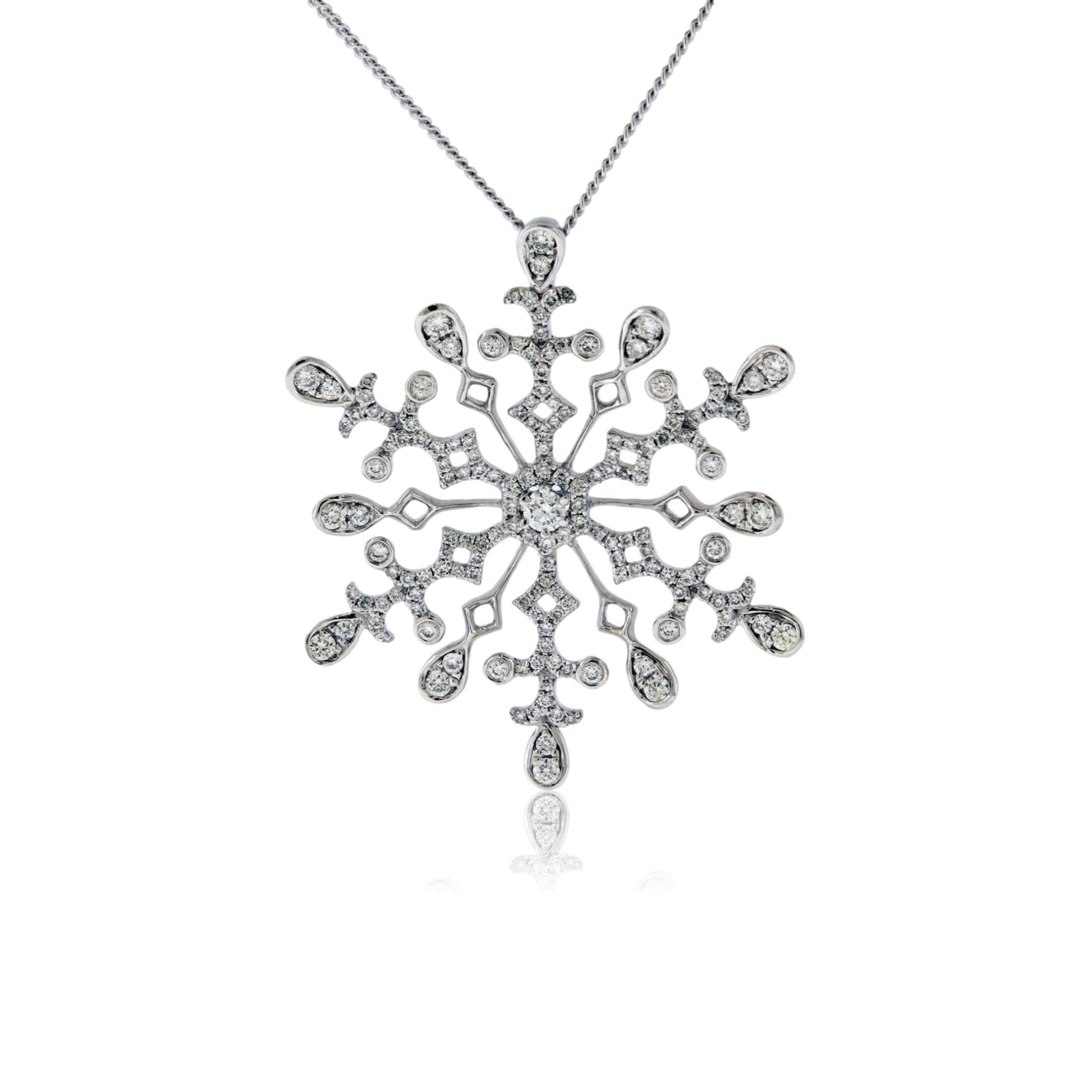 Diamond Tear Drop Snowflake Pendant - Park City Jewelers