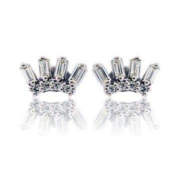 Diamond Tiara Burst Style Stud Earrings - Park City Jewelers