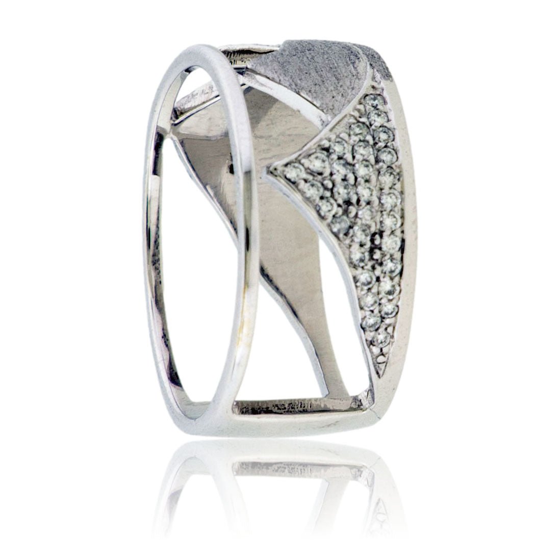 Diamond Wide Mountain Brushed Ring - Park City Jewelers
