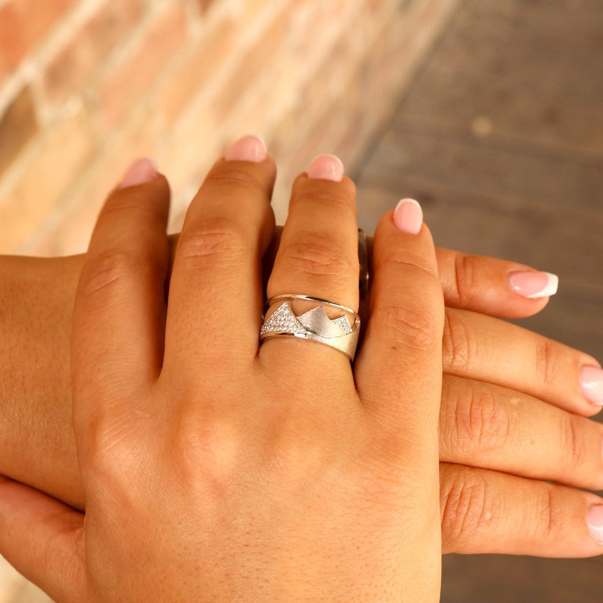 Diamond Wide Mountain Brushed Ring - Park City Jewelers