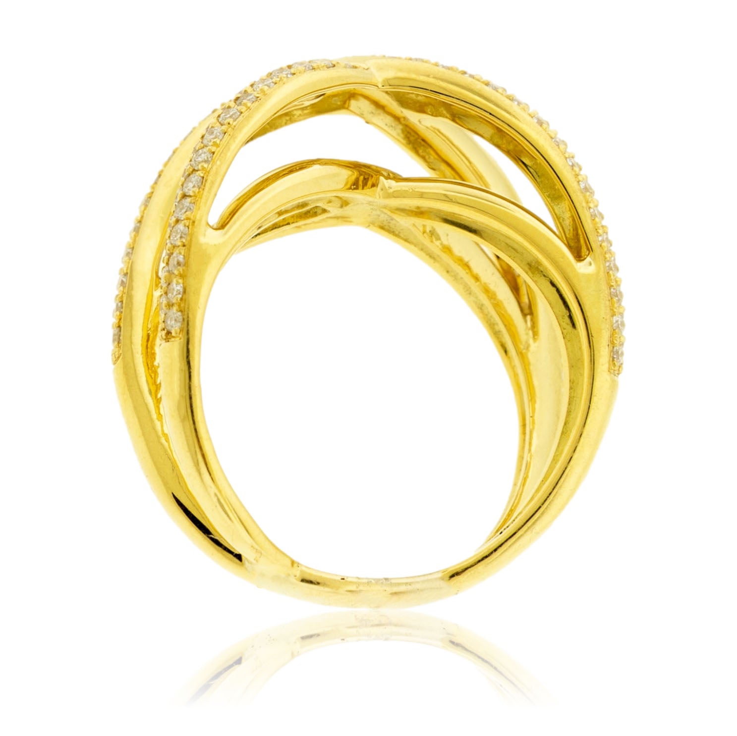 Diamond Yellow Gold Criss Cross Style X Band - Park City Jewelers