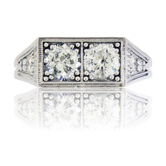 Double Round Center with Diamond Accent Ring - Park City Jewelers