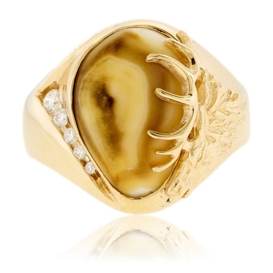Elk Tooth Ivory Diamond Ring - Park City Jewelers