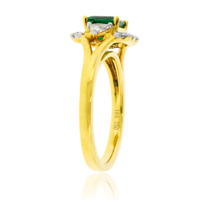 Emerald - Cut Columbian Emerald & Diamond Accented Ring - Park City Jewelers