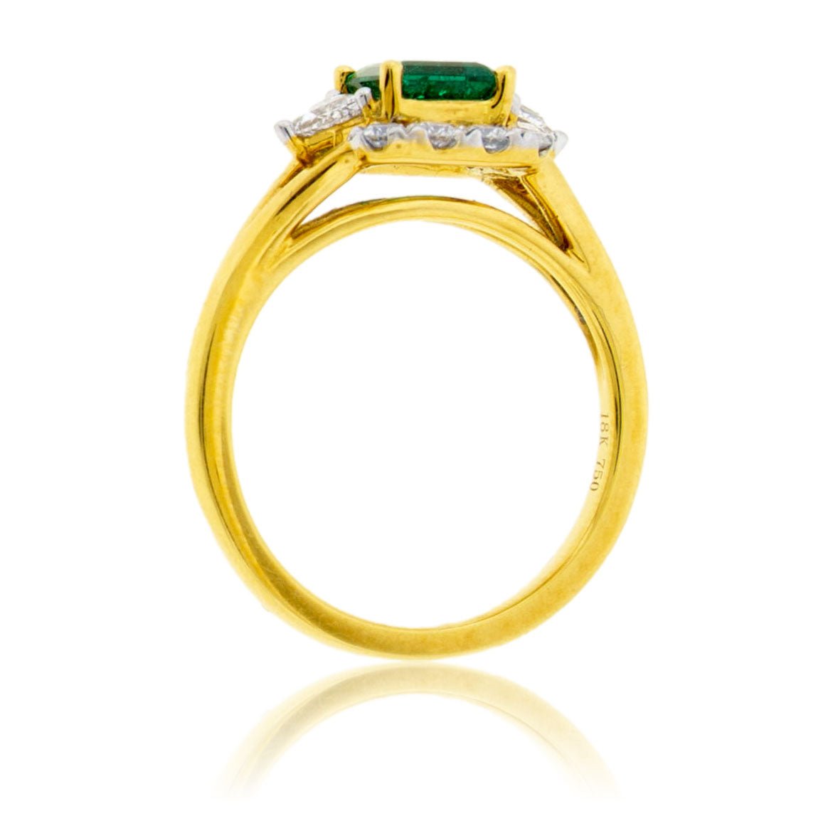 Emerald - Cut Columbian Emerald & Diamond Accented Ring - Park City Jewelers