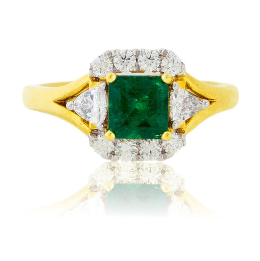 Emerald - Cut Columbian Emerald & Diamond Accented Ring - Park City Jewelers