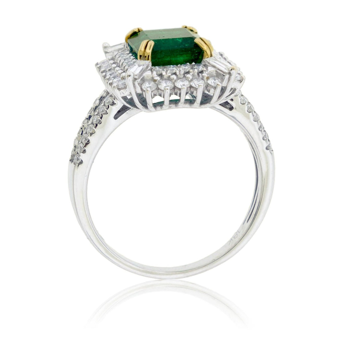 Emerald - Cut Emerald Diamond Burst Halo Ring - Park City Jewelers