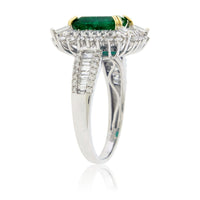 Emerald - Cut Emerald Diamond Burst Halo Ring - Park City Jewelers