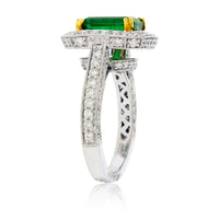 Emerald - Cut Emerald Diamond Halo Ring - Park City Jewelers