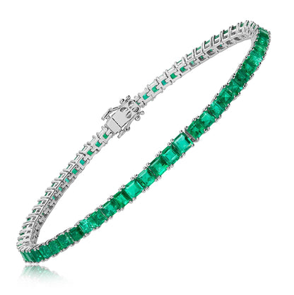 Emerald - Cut Emerald Platinum Bracelet - Park City Jewelers