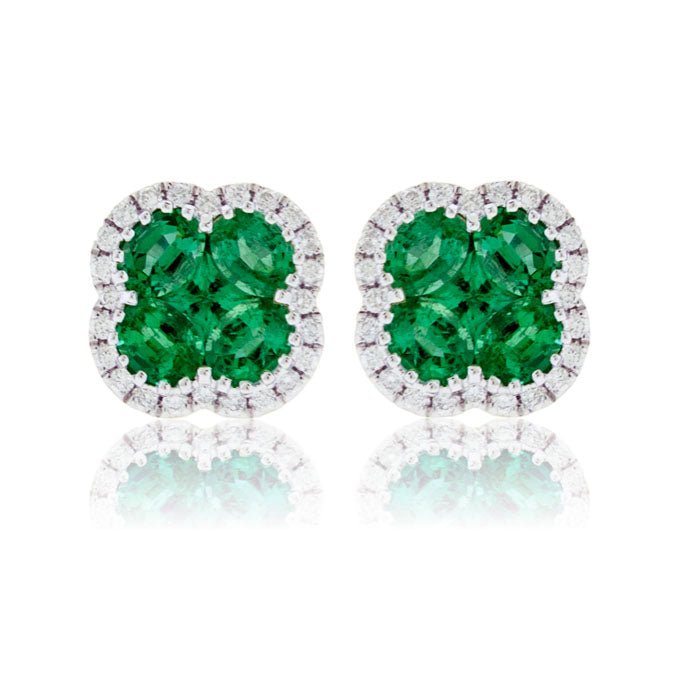 Emerald & Diamond Clover Post Earrings - Park City Jewelers