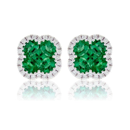 Emerald & Diamond Clover Post Earrings - Park City Jewelers