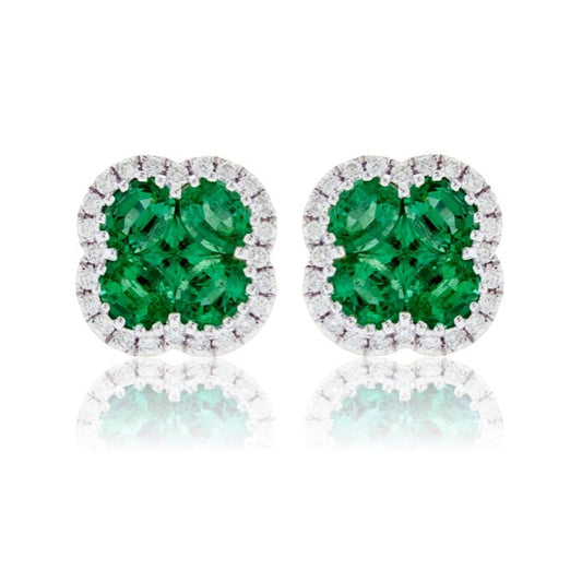 Emerald & Diamond Clover Post Earrings - Park City Jewelers