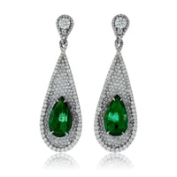 Emerald & Diamond Dangle Style Earrings - Park City Jewelers