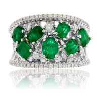 Emerald & Diamond Wide Right Hand Ring - Park City Jewelers