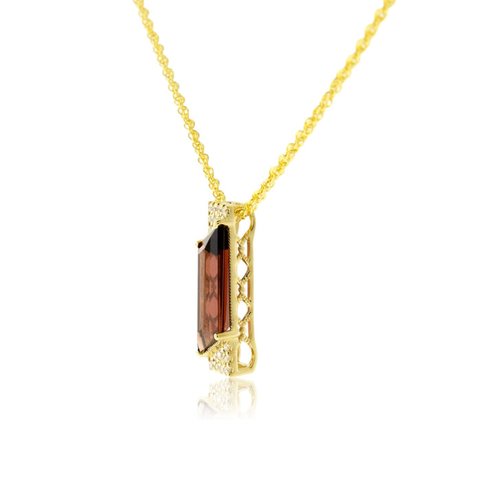 Fancy Cut Garnet & Diamond Accented Pendant - Park City Jewelers