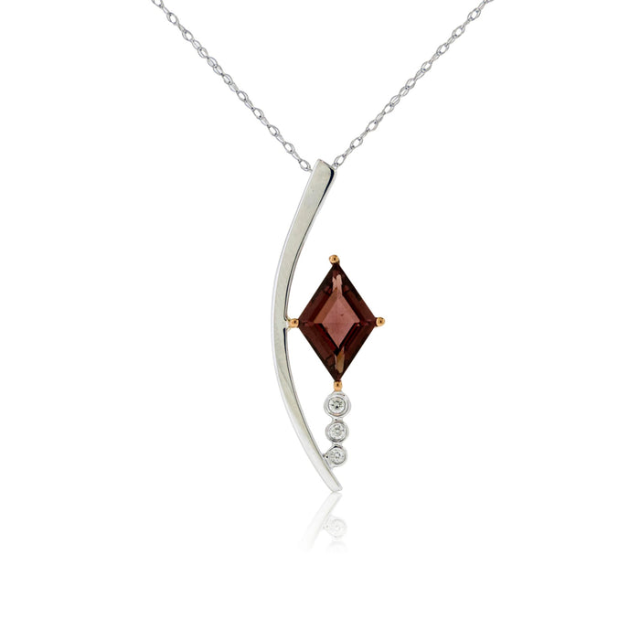 Fancy Cut Garnet & Diamond Accented Pendant - Park City Jewelers