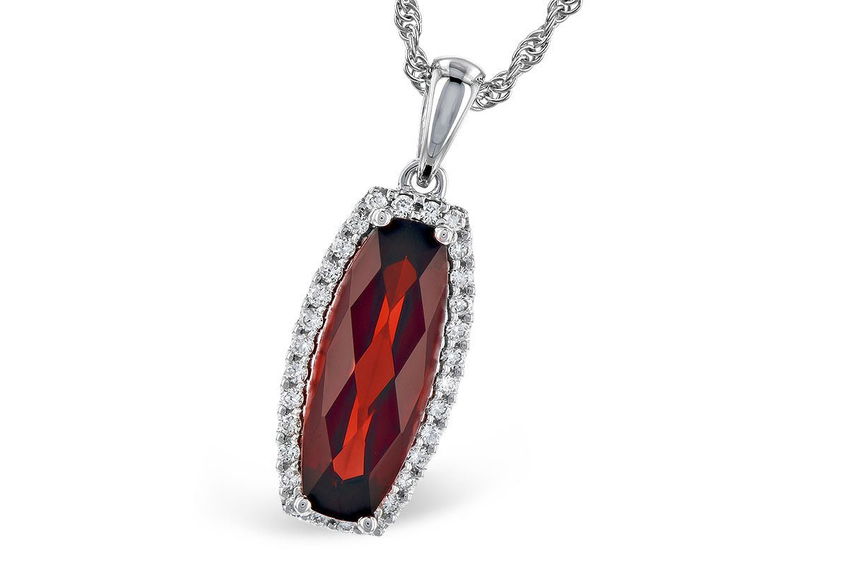 Fancy Cut Garnet & Diamond Halo Accented Pendant - Park City Jewelers